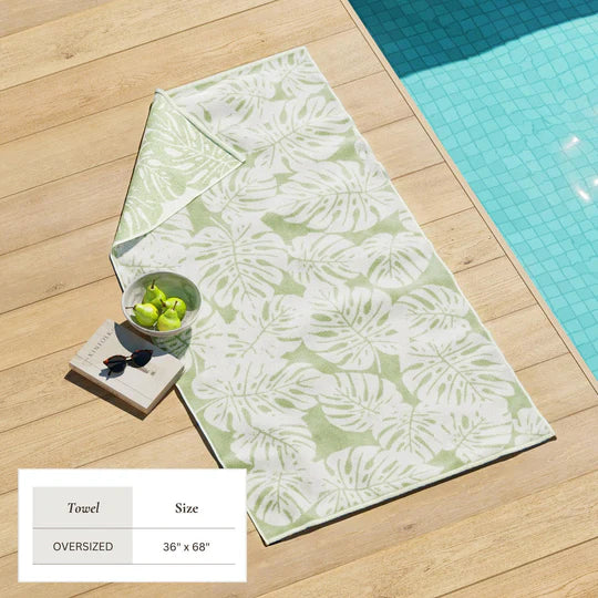 Oversized St. Barts Leafy Palm Beach Towel
