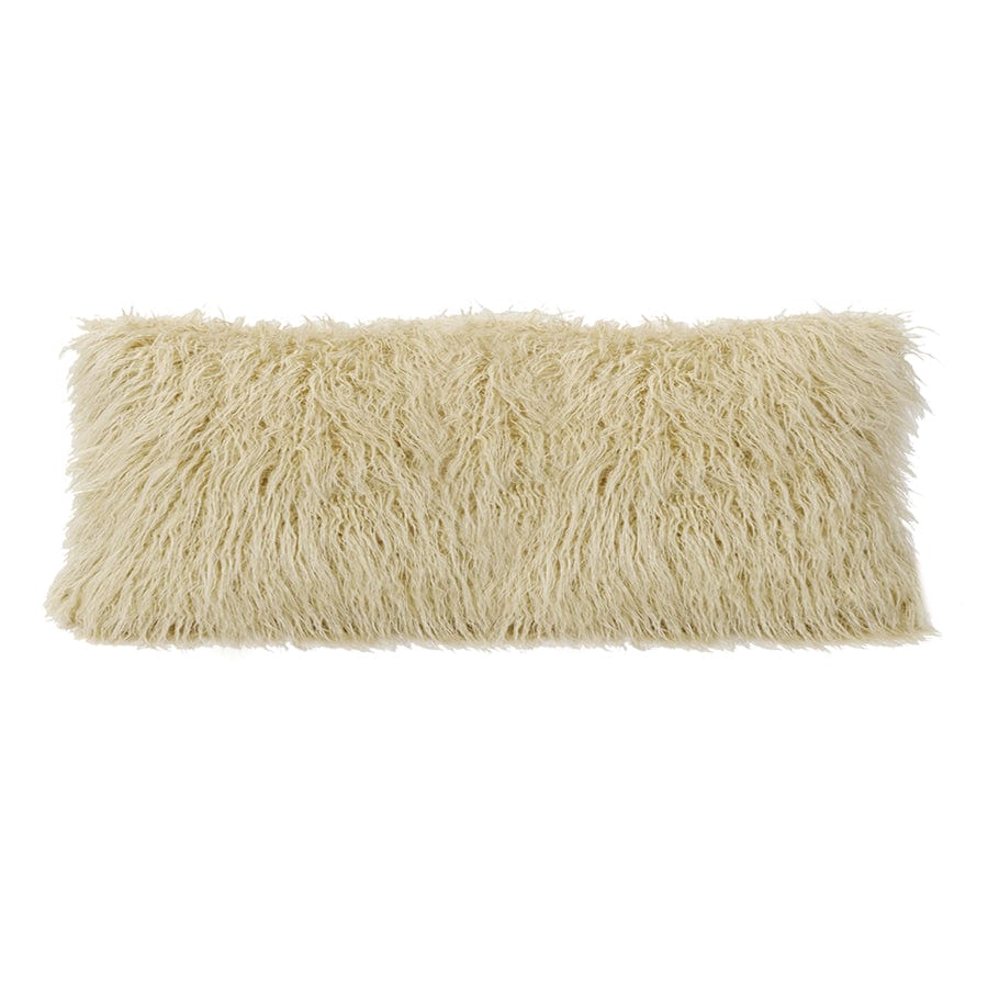 Mongolian Faux Fur Lumbar Pillow in Cream Color from HiEnd Accents
