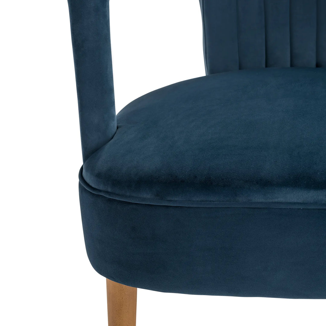 Pearson Creek Accent Chair - Blue Upholstery - Tufted Back Wood legs - Coastal Compass Home Decor 