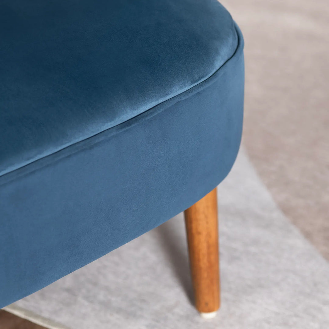 Pearson Creek Accent Chair - Blue Upholstery - Tufted Back Wood legs - Coastal Compass Home Decor 