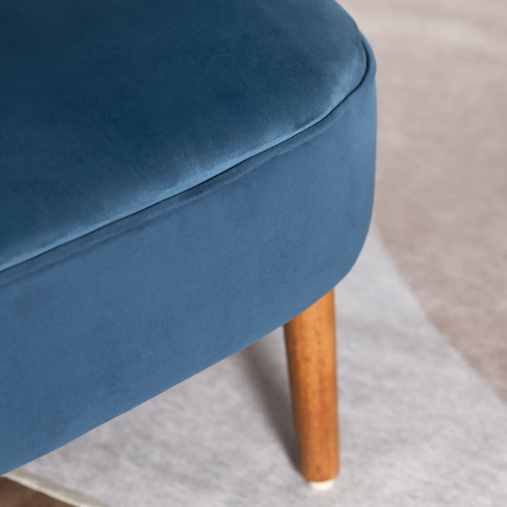 Pearson Creek Accent Chair - Blue Upholstery - Tufted Back Wood legs - Coastal Compass Home Decor 