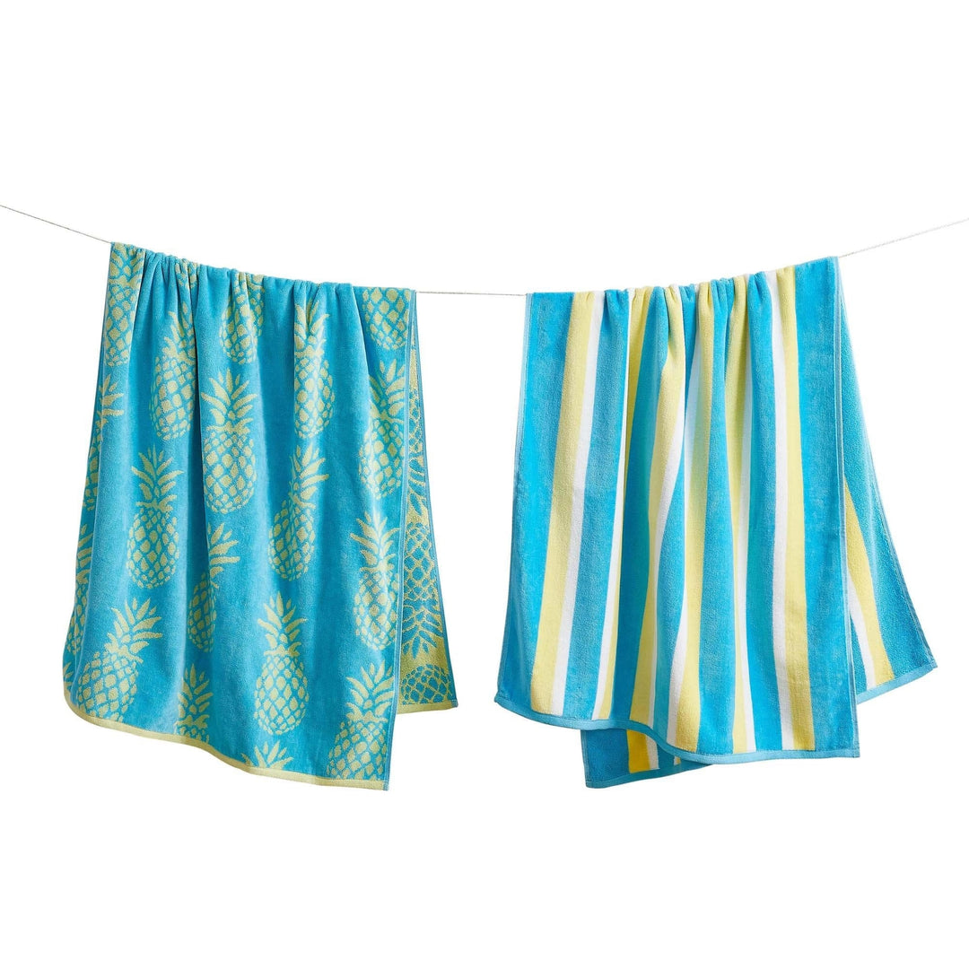 Pinapple & Stripes Cotton Velour Beach Towel Pack