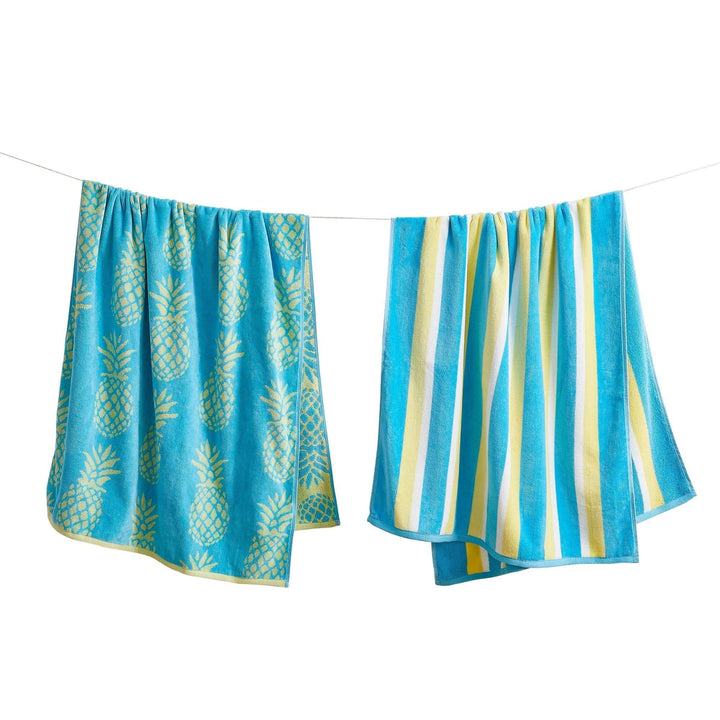 Pinapple & Stripes Cotton Velour Beach Towel Pack