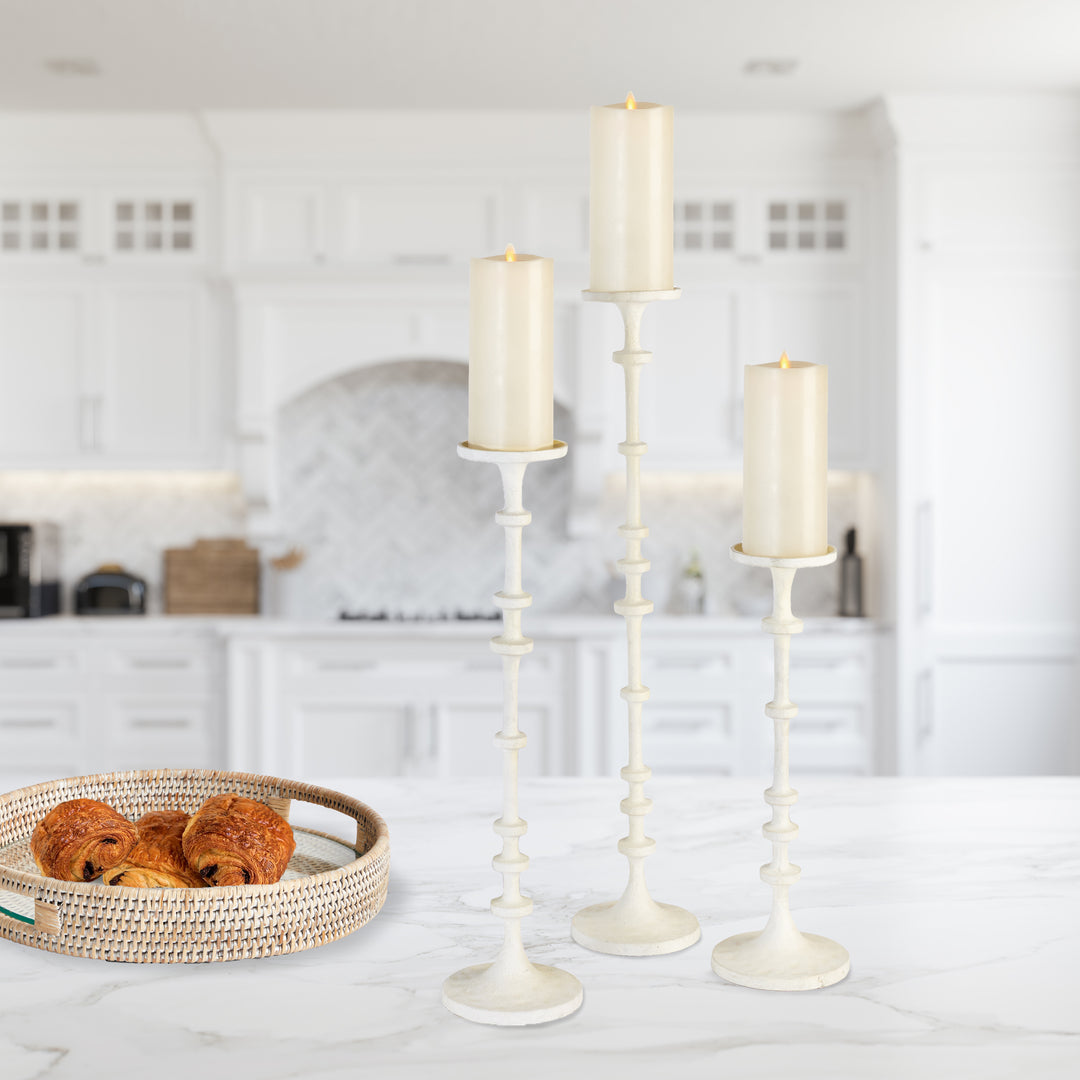 Shoreline White LED Candle Holders