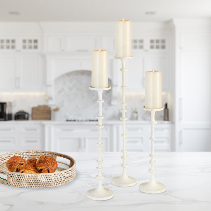 Shoreline White LED Candle Holders