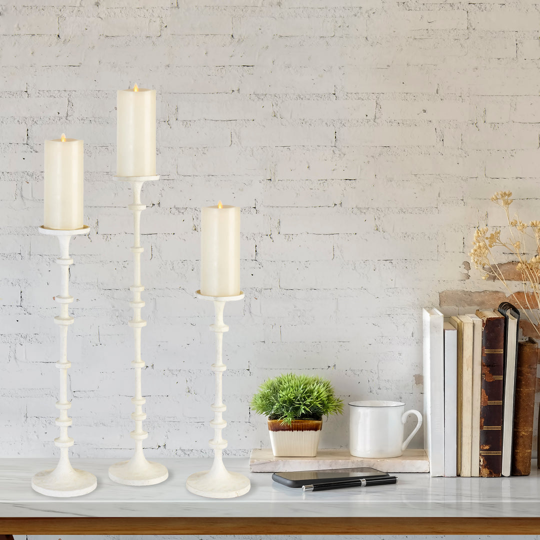 Shoreline White LED Candle Holders