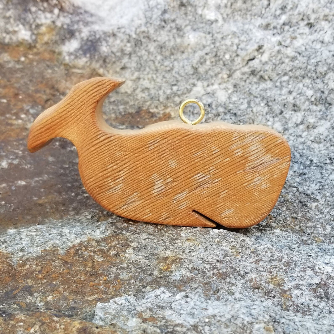 Reclaimed Wood Whale Ornament - Nugget | Coastal Compass Home Decor