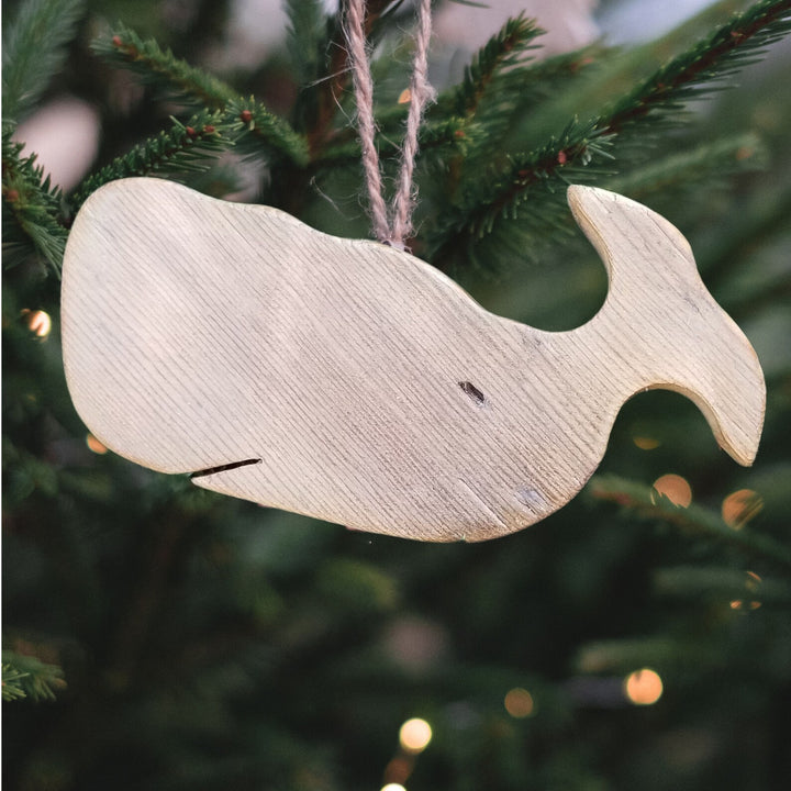 Reclaimed Wood Whale Ornament - Nugget | Coastal Compass Home Decor