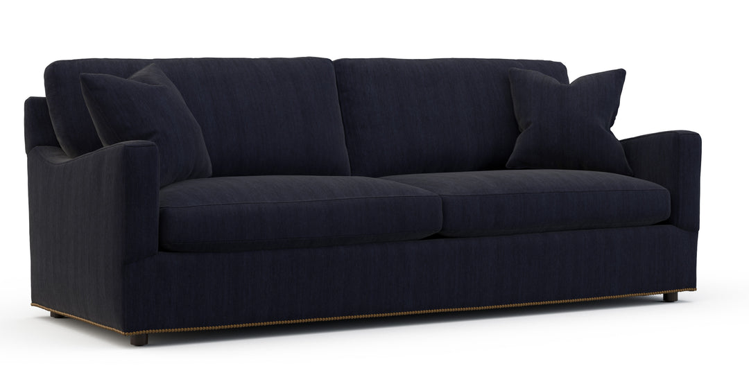 Granville Navy Upholstered Sofa - Navy Blue Fabric - Coastal Compass Home Decor