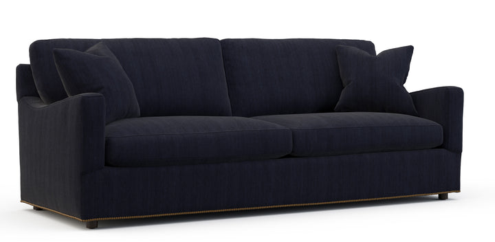 Granville Navy Upholstered Sofa - Navy Blue Fabric - Coastal Compass Home Decor