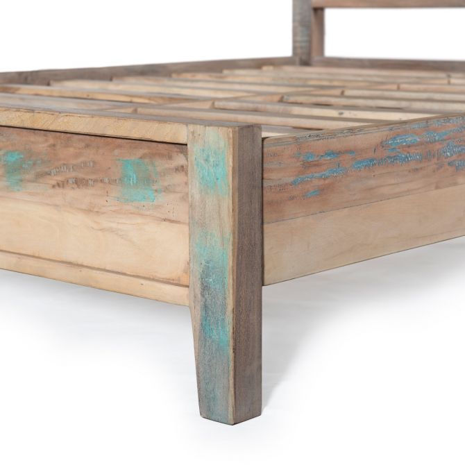 Reclaimed Wood Mist Bed - Legs Detail - Coastal Compass Home Decor