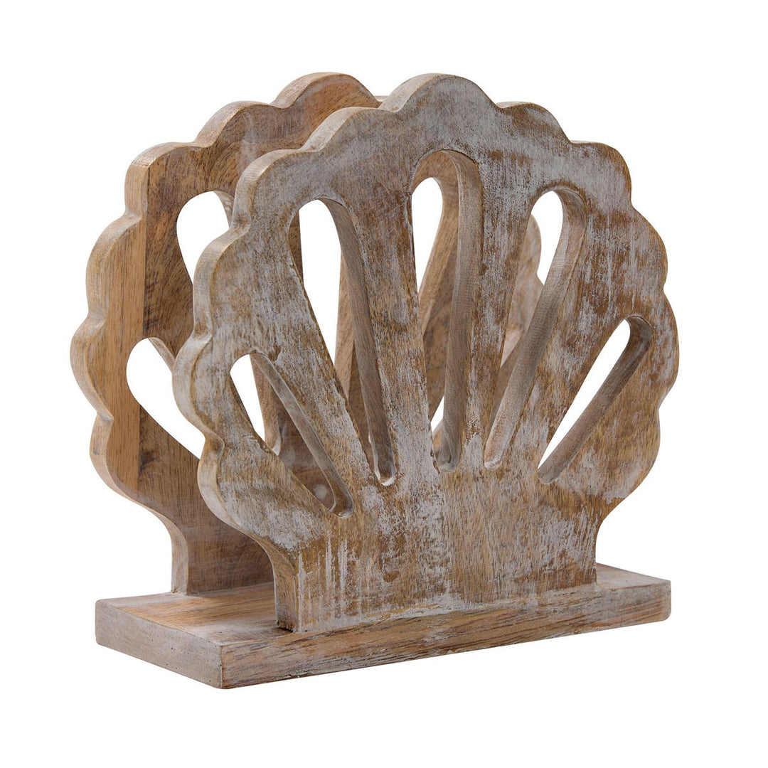 Scallop Shell Wood Napkin Holder