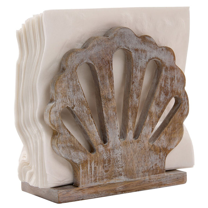 Scallop Shell Wood Napkin Holder