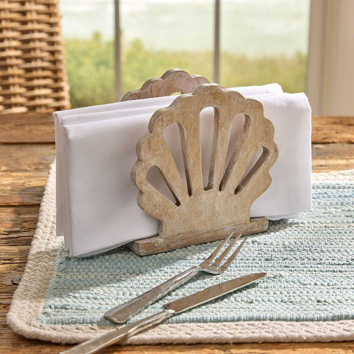 Scallop Shell Wood Napkin Holder