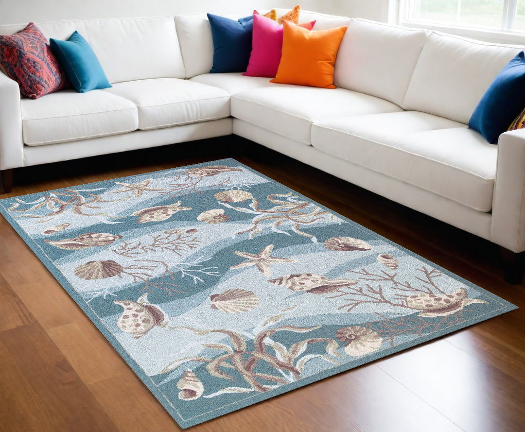 Seashell Oval Rug Seafoam Shells Rug | Coastal Rugs | Coastal Compass Decor – The Coastal ...