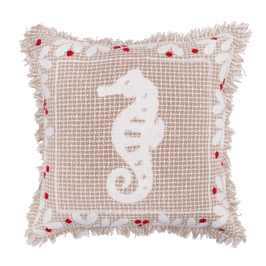 Seahorse Coast Holiday Throw Pillow
