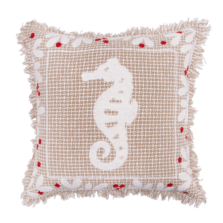 Seahorse Coast Holiday Throw Pillow