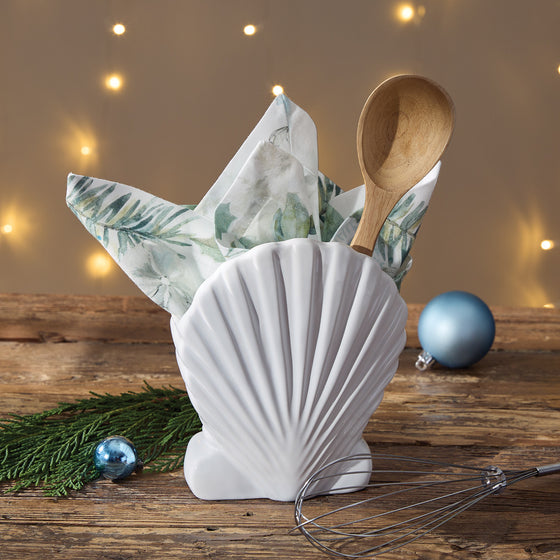 Ceramic Seashell Utensil Holder