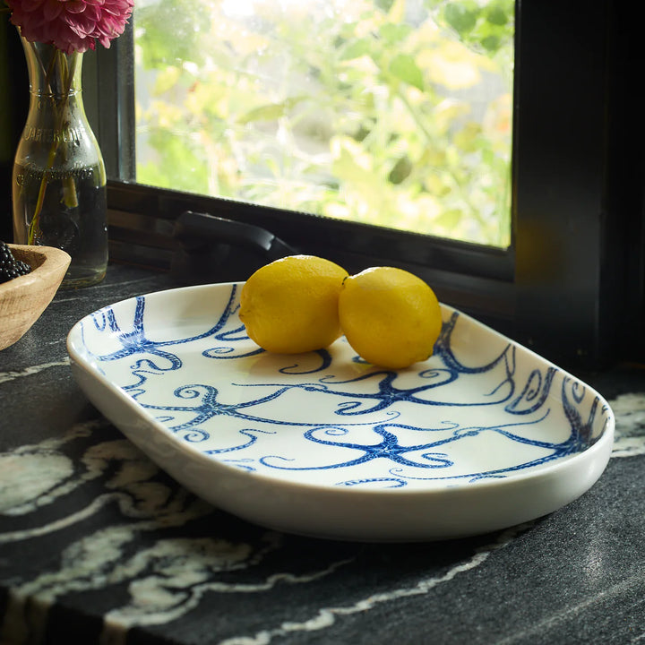 Starfish Blue Coupe Oval Platter