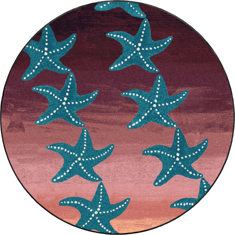Starfish Night Round Rug - Coastal Compass Home Decor