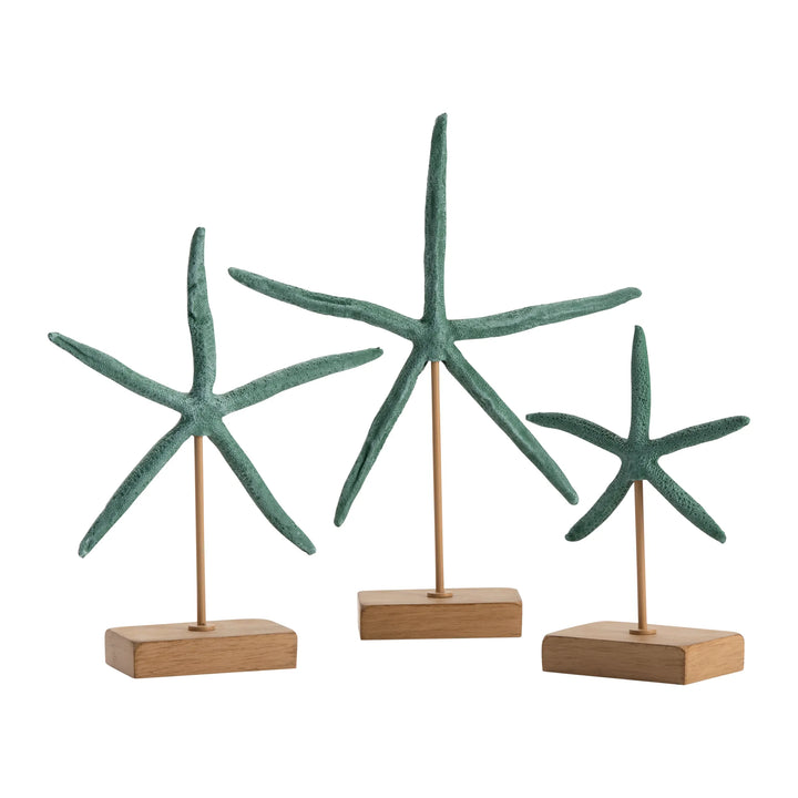 Starfish Statues Set - Resin Starfish - Set of 3 - Coastal Compass home decor