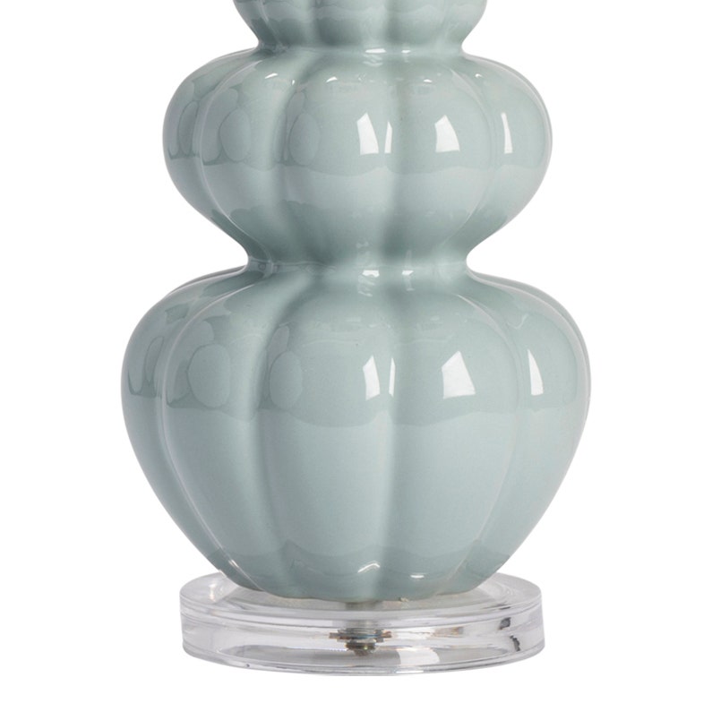 Blue Strata Table Lamp - Blue Ceramic - Set/2 - White Lamp Shade - Coastal Compass Home Decor