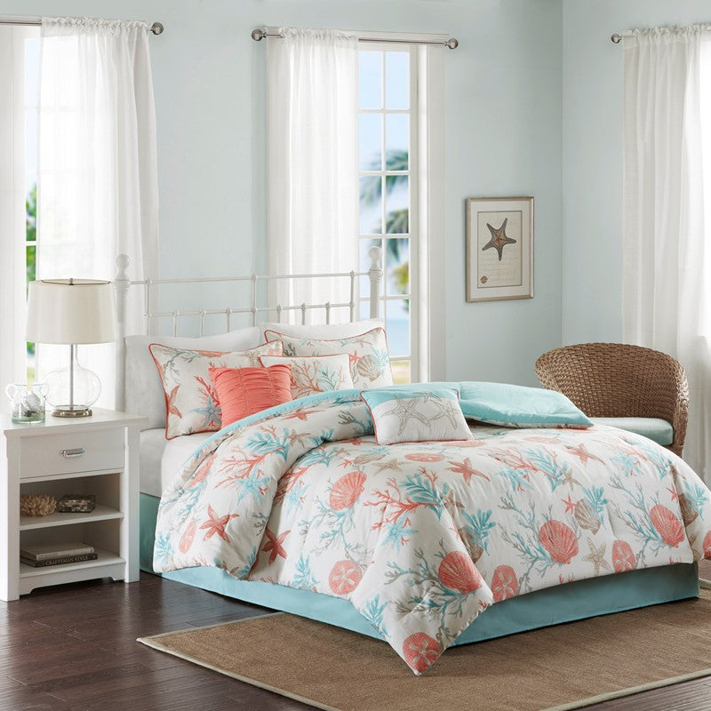 Tranquil Sea Coral Comforter Set 7PC