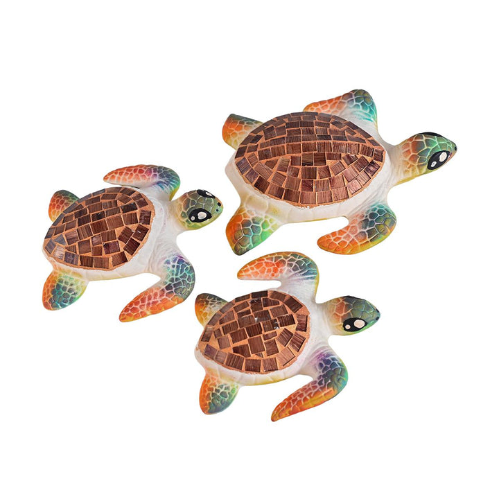 Tropical Tide Turtle Trio in Brown