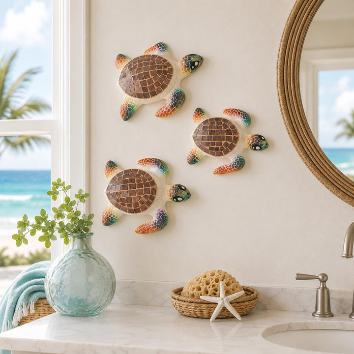 Tropical Tide Turtle Trio in Brown