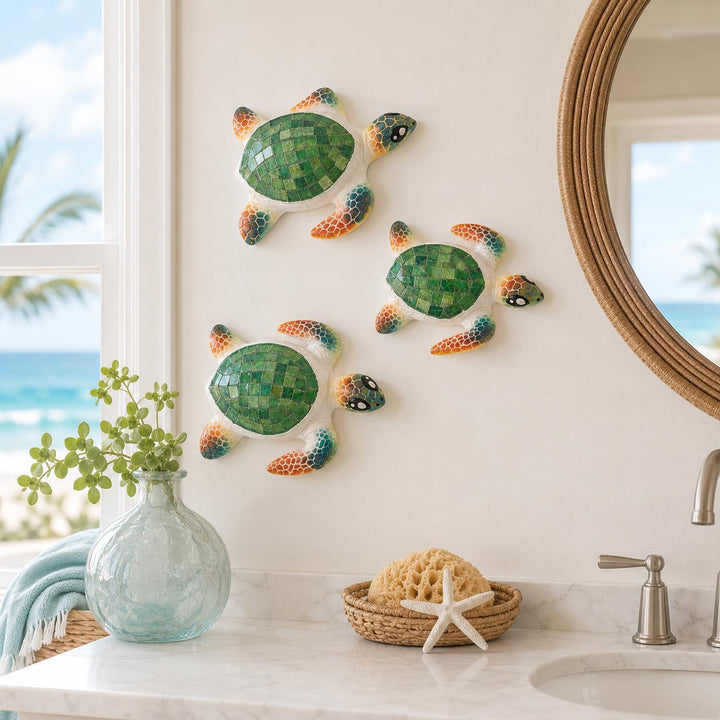 Tropical Tide Turtle Trio in Green