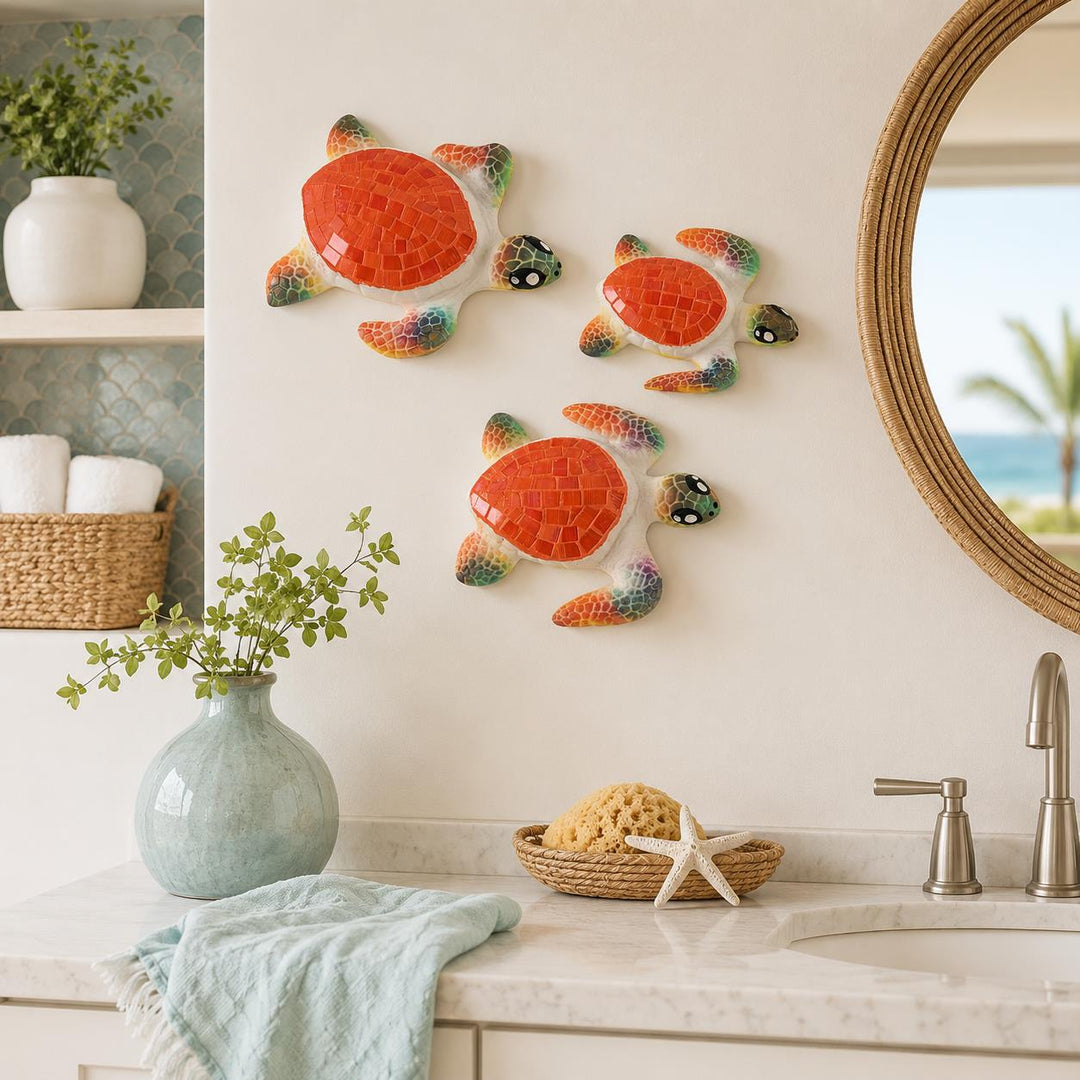 Tropical Tide Turtle Trio in Orange