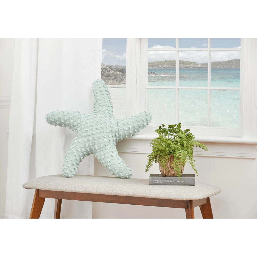 Starfish Seafoam Tufted Throw Pillow