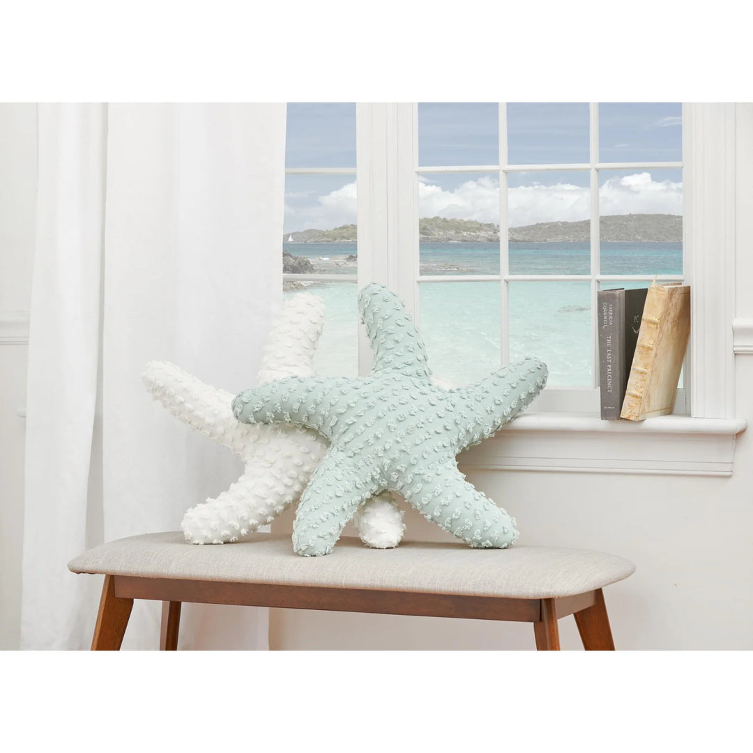 Starfish Seafoam Tufted Throw Pillow