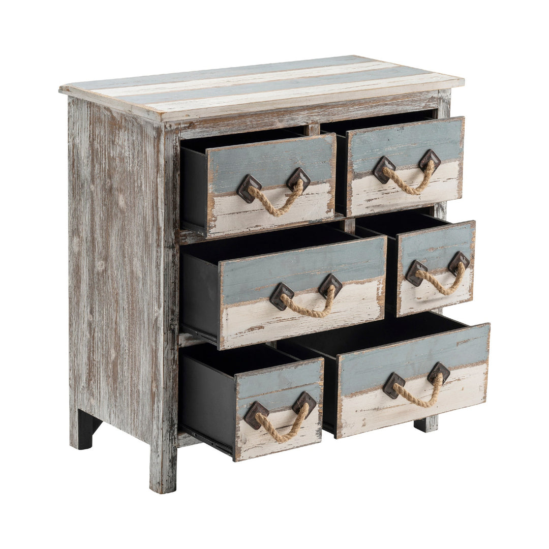 Venice Distressed 6 Drawer Wood Chest