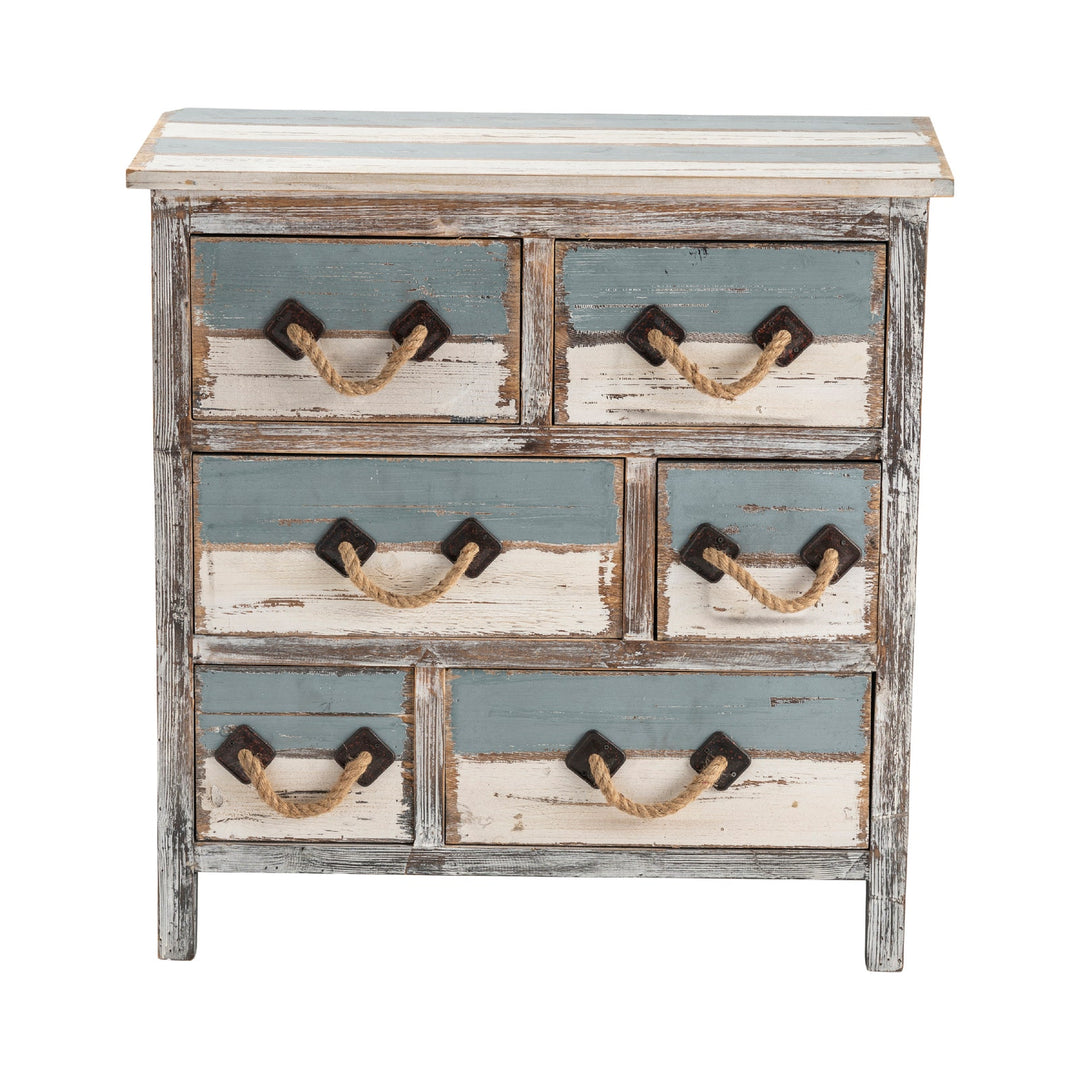 Venice Distressed 6 Drawer Wood Chest
