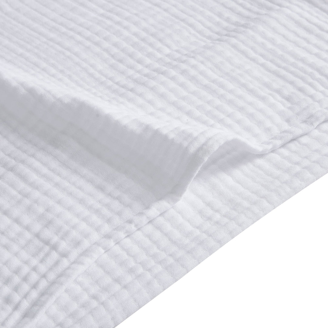 close-up of voile cotton white duvet cover textured sheer detail