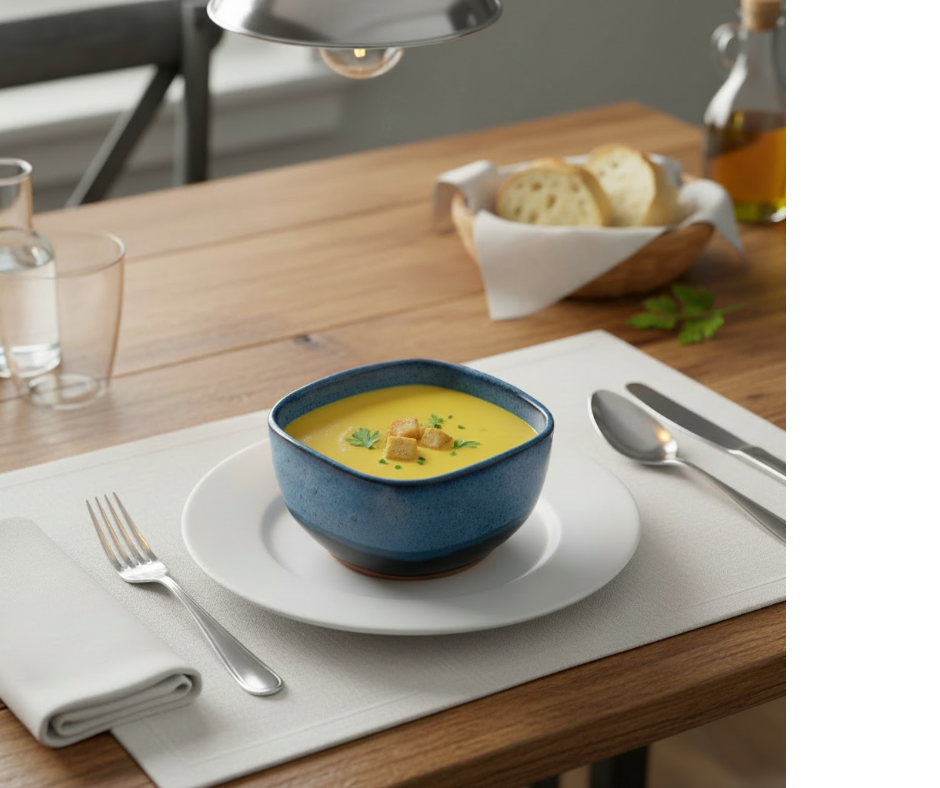 Waterfall Pottery Square Soup Bowl