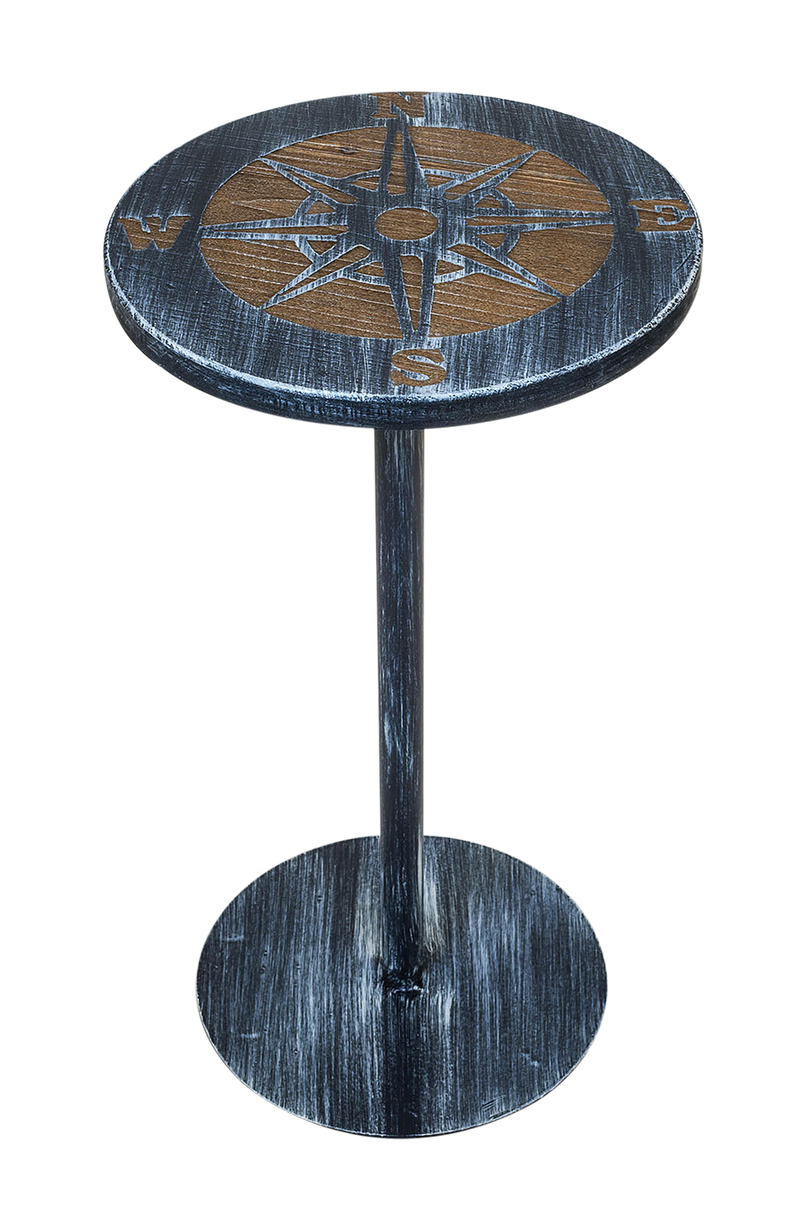 Navy Weathered Compass Etched Table
