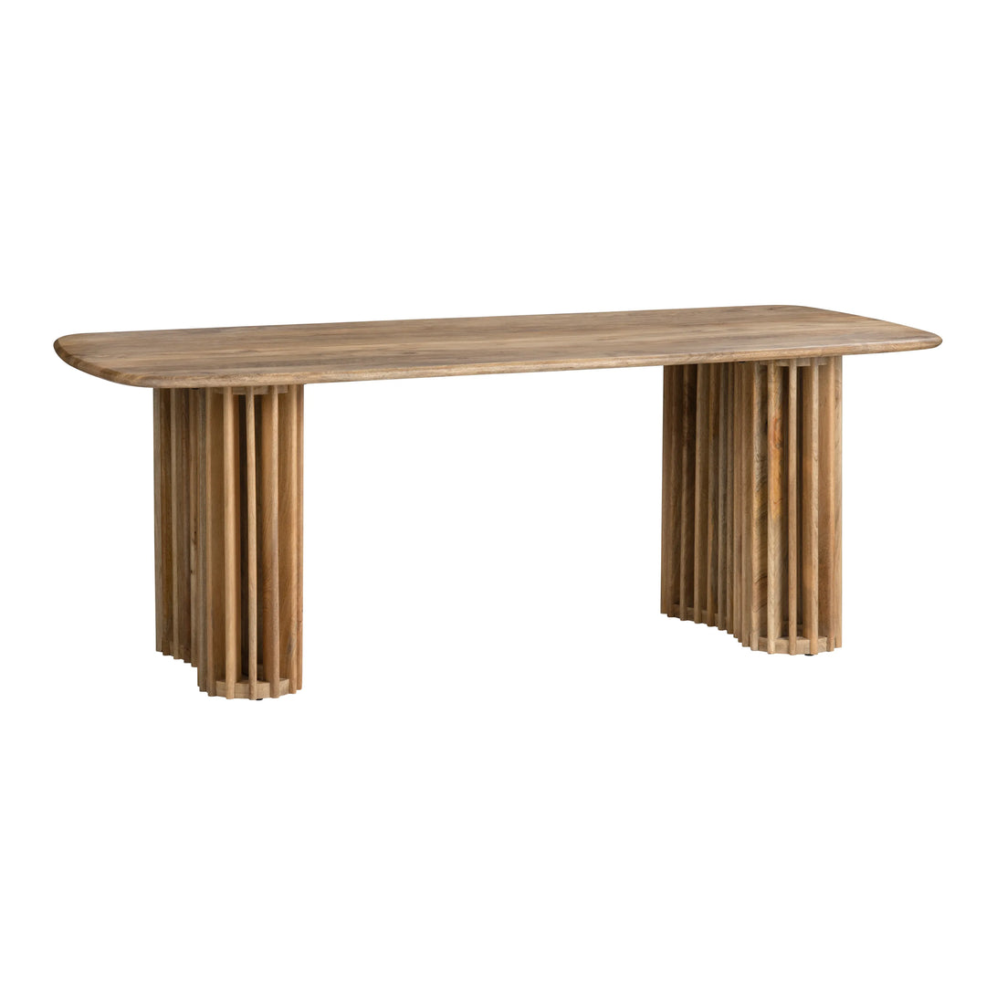 Architectural Fluted Dining Table - Fluted Legs - Natural wood - Clear stain finish - Smooth wood - Rounded edges - Coastal Compass Home Decor