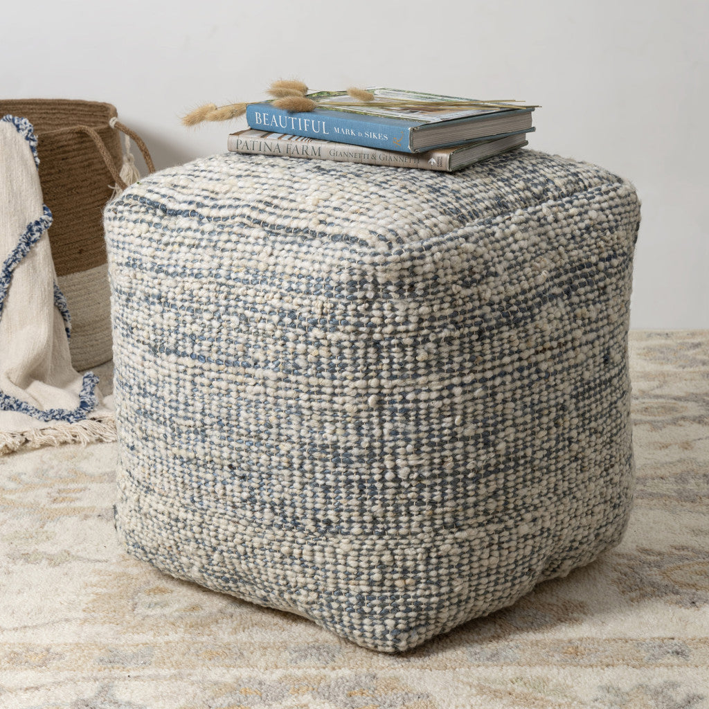 Woven Jute &amp; Wool Pouf