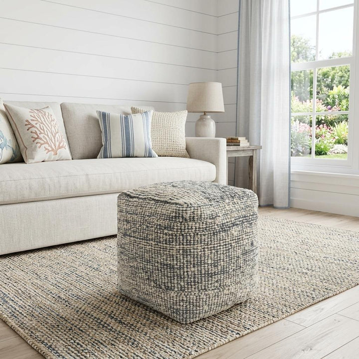 Woven Jute &amp; Wool Pouf