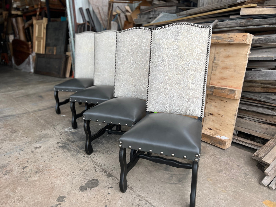 Paisley Dove Leather Dining Chair