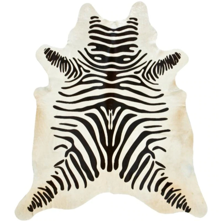 Zebra print on off-white cowhide - The Coastal Compass Home Decor