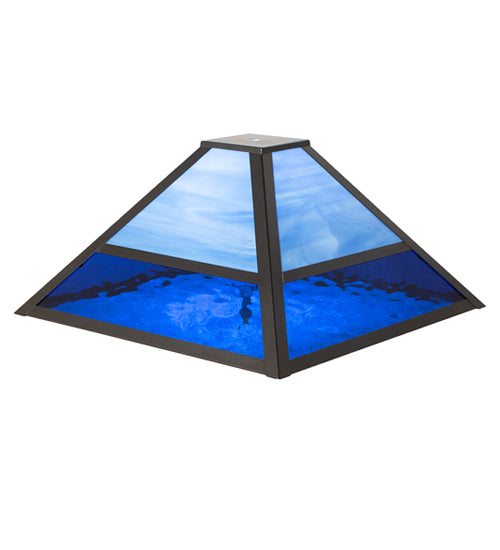 American hand crafted Two-Tone Blue Waterglass Lamp Shade - The Coastal Compass Home Decor