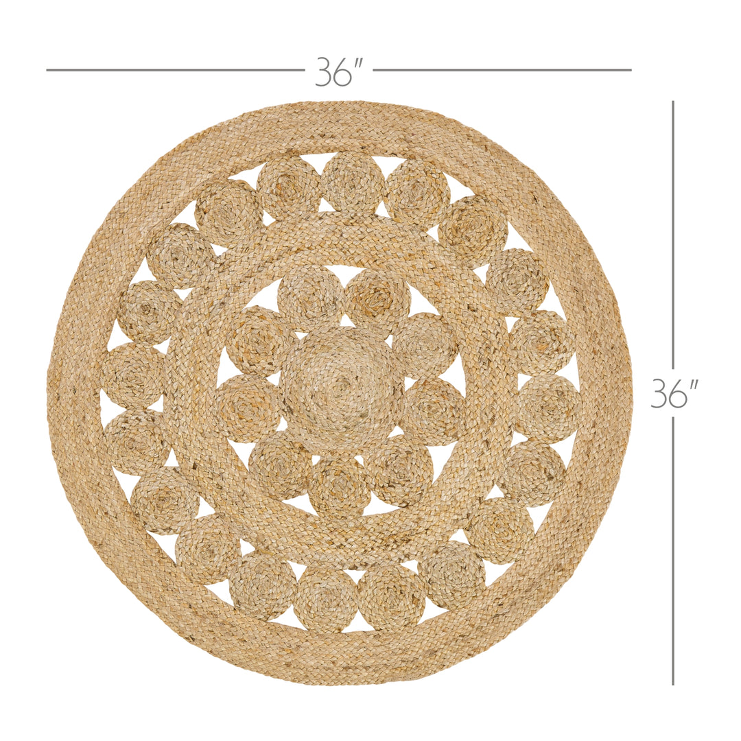 36" round jute accent rug - The Coastal Compass Home Decor