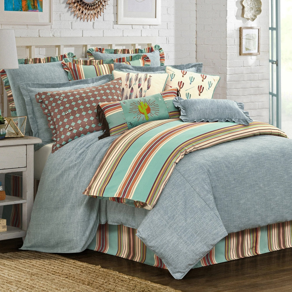 Front shot of the Chambray Comforter Set with Colorful Accents