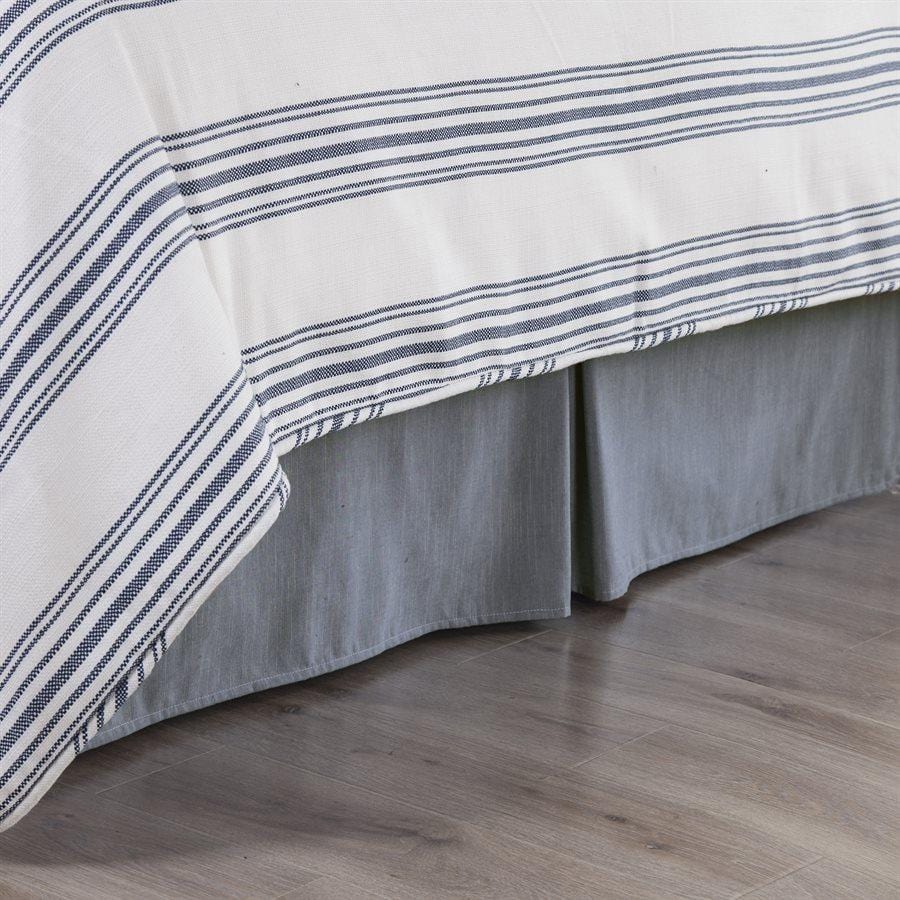 2024 Tailored Bedskirt in Newbury Yacht Blue Stripe- Blue, Aqua, White