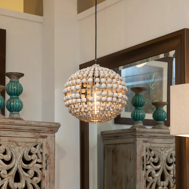 Coastal Beaded Ball Pendant Light - Coastal Compass Home Decor