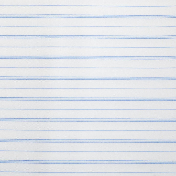 Textured fabric sheets with blue  horizontal stripes on white 