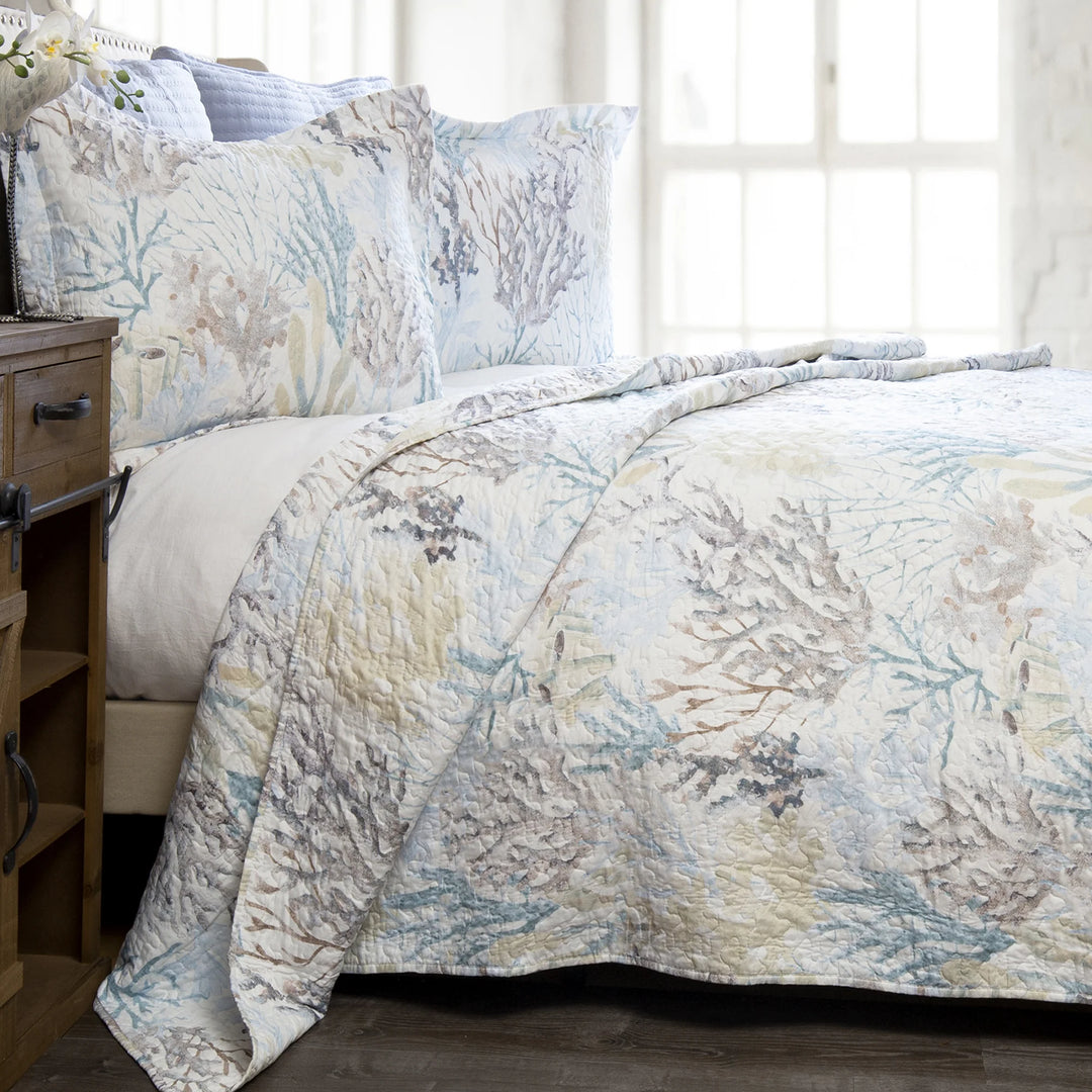 Coastal Bedding quilt and pillow shams - Coastal Compass Home Decor